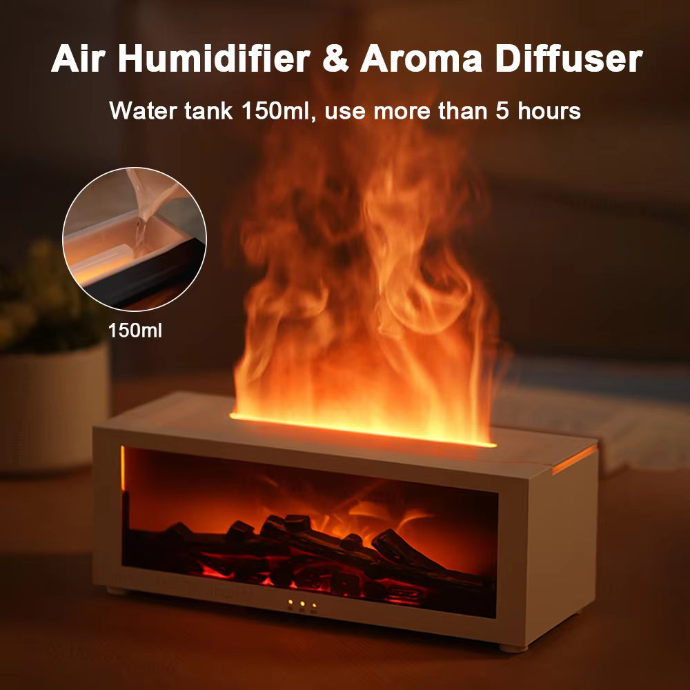 Fireplace Flame Humidifier | Ultra-Quiet Essential Oil Diffuser 