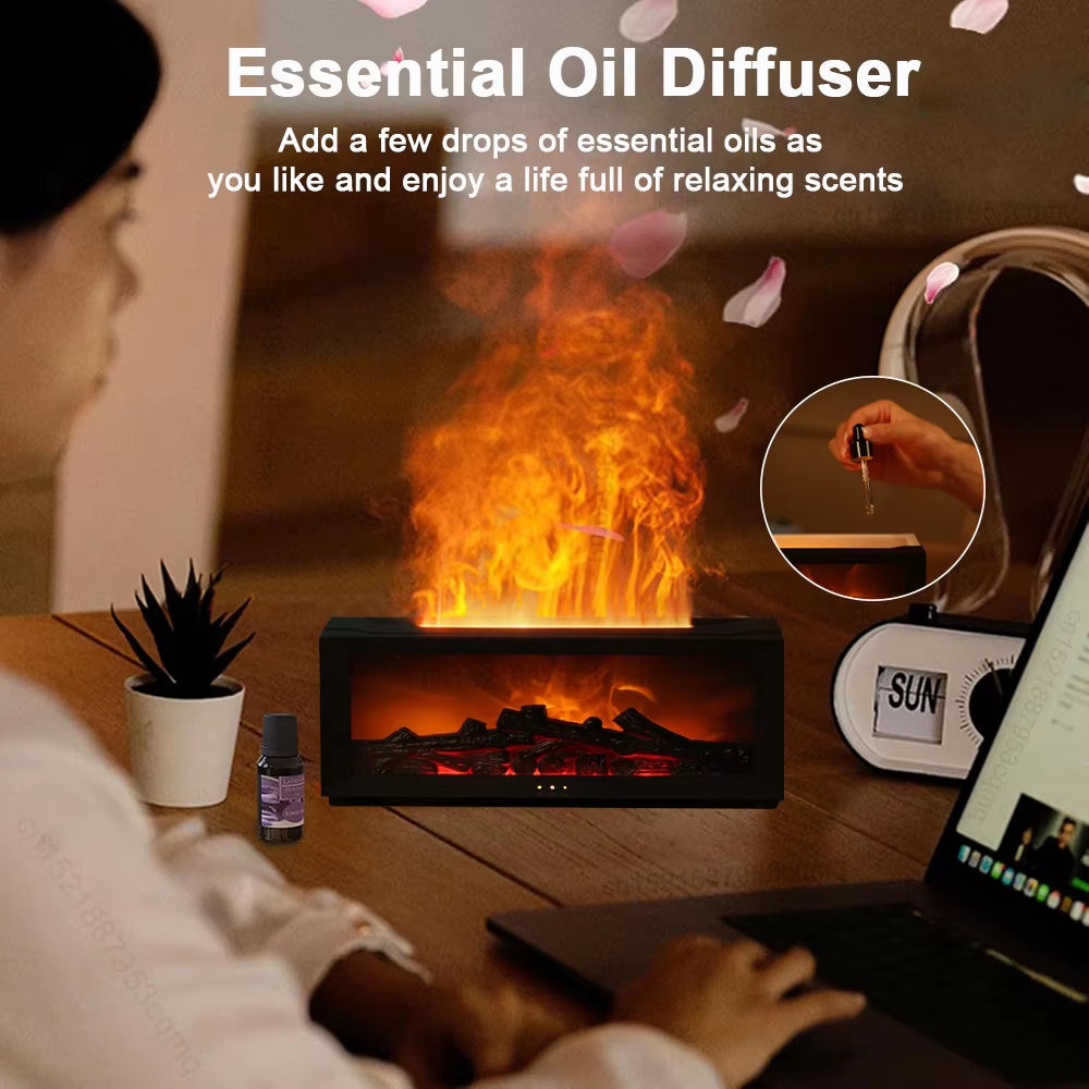 Fireplace Flame Humidifier | Ultra-Quiet Essential Oil Diffuser 
